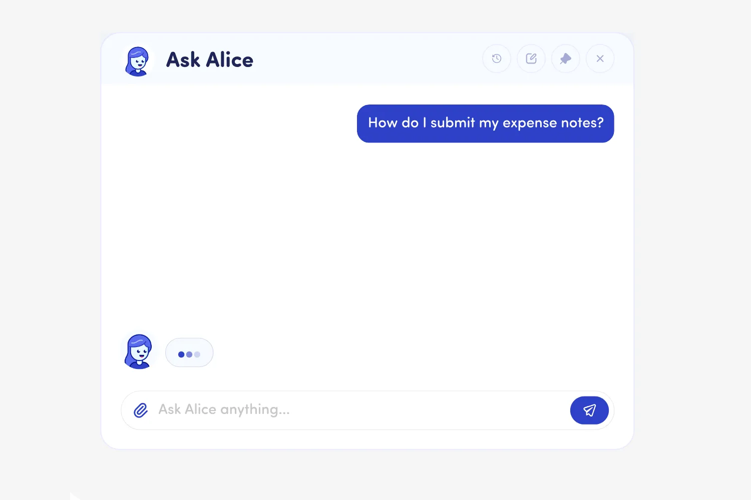 Ask Alice answering a question from a team’s own SOPs